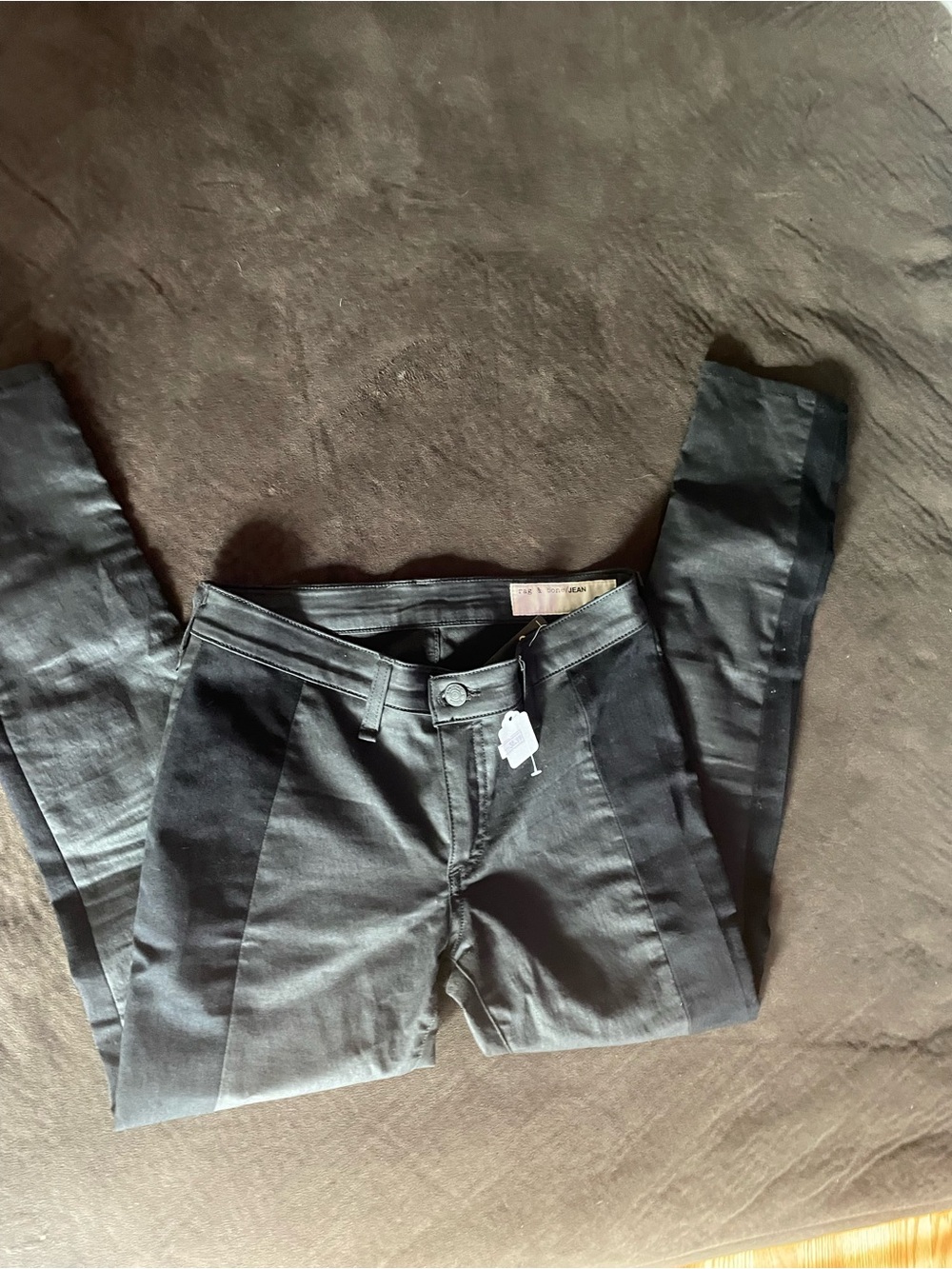 rag & bone Black Skinny Jeans with Panel Detailing